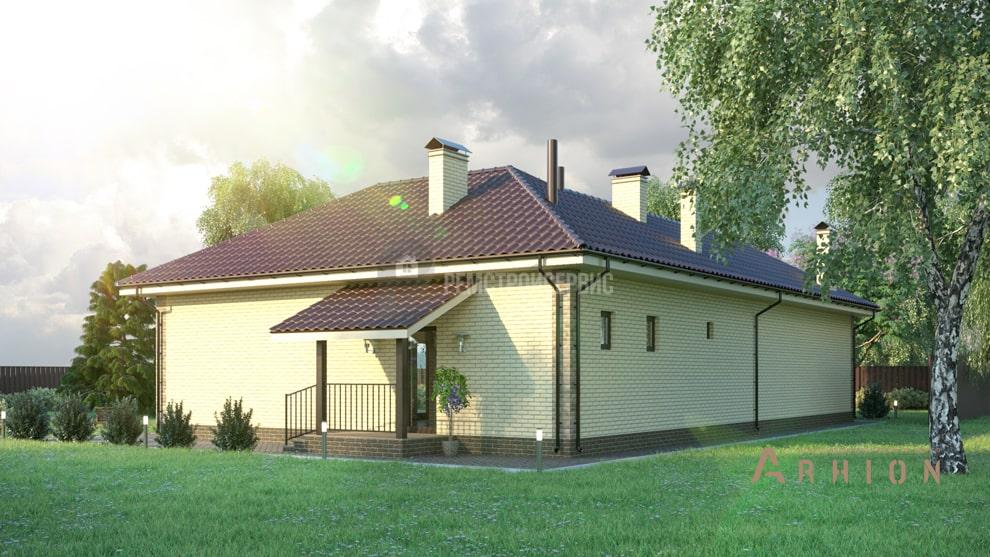 2. Проект одноэтажного дома в современном стиле с четырехскатной, t-21-01, площадью - 106 кв c сауной, терассой